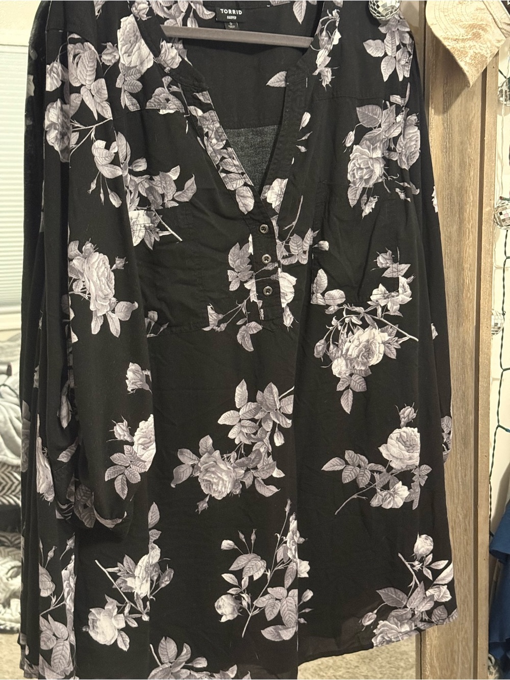 Torrid Black Floral Blouse